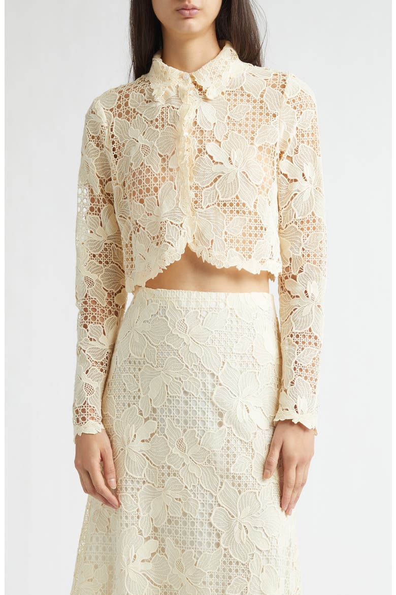 Lattice Guipure Lace Jacket, Main, color, CREAM