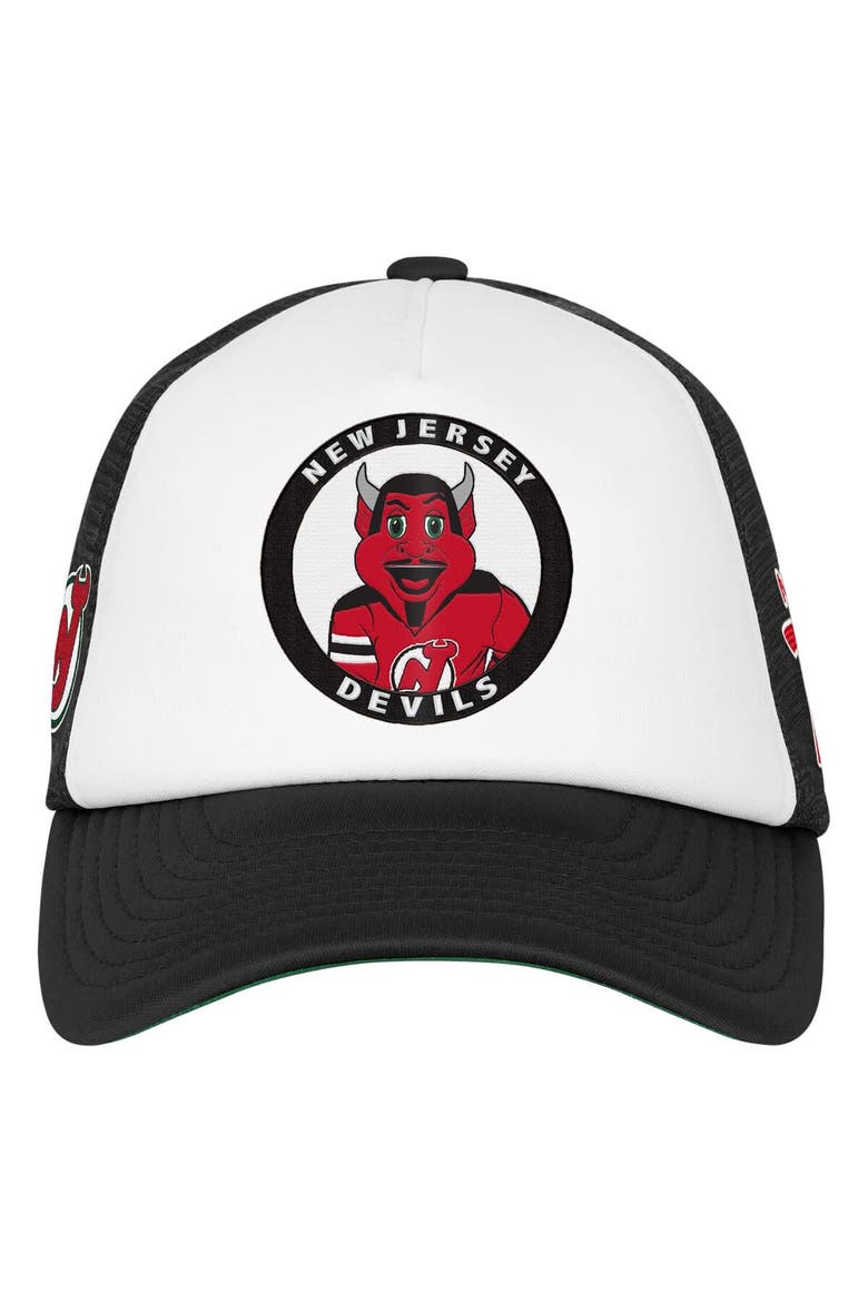 Youth Mitchell & Ness  White New Jersey Devils Mascot Adjustable Trucker Hat, Alternate, color, White