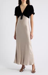 Rails Dory Colorblock Mixed Media Velvet & Satin Dress