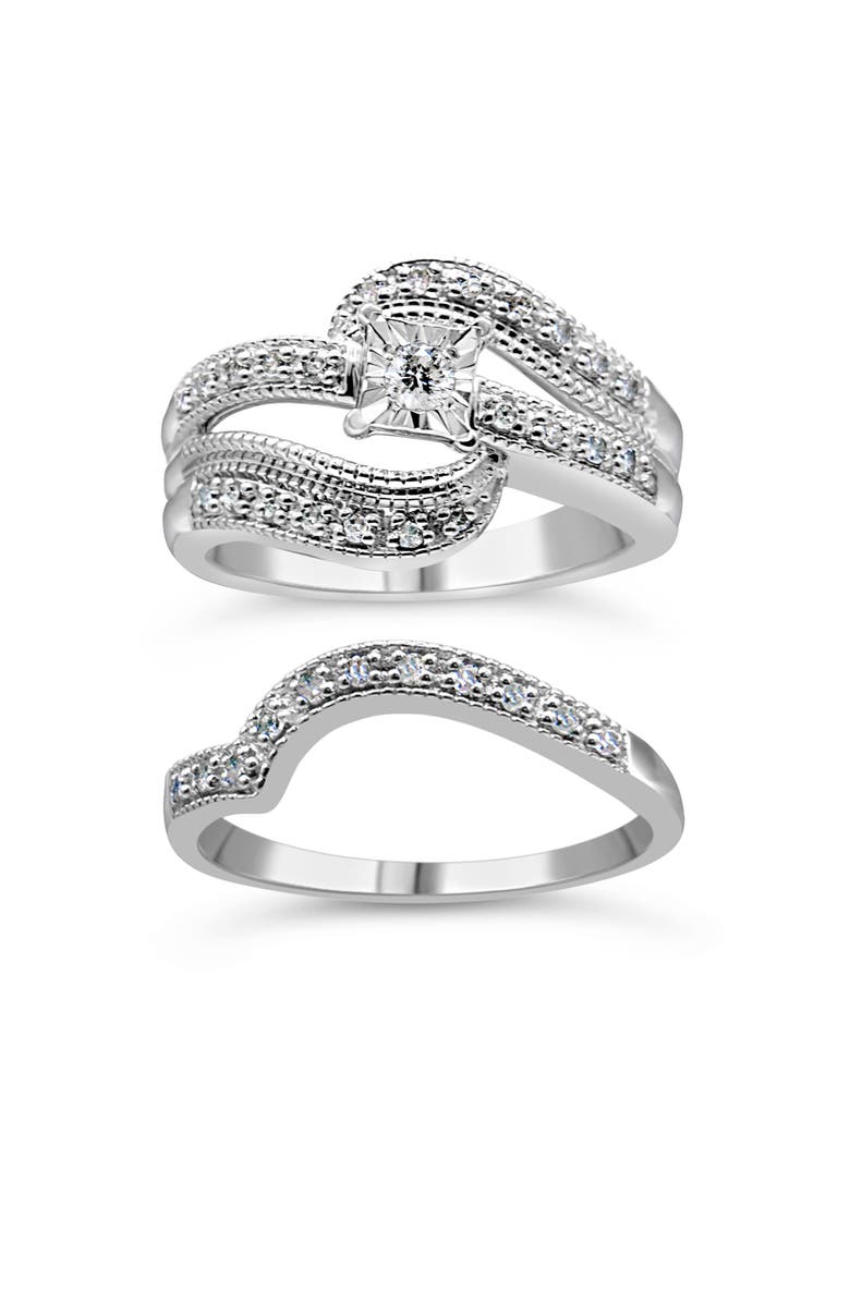 Haus of Brilliance Silver 1/3 Cttw Diamond Crisscross Engagement Ring Bridal Set, Alternate, color, White