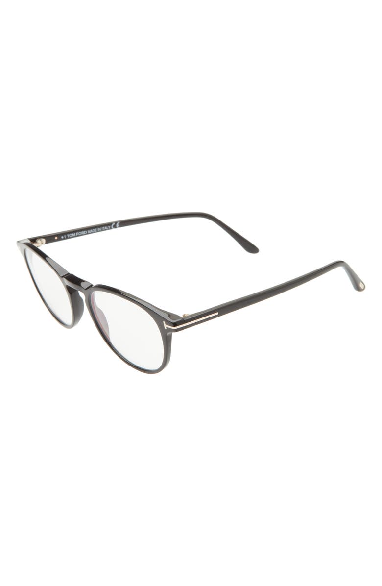 TOM FORD 51mm Round Blue Light Blocking Optical Glasses, Alternate, color, 