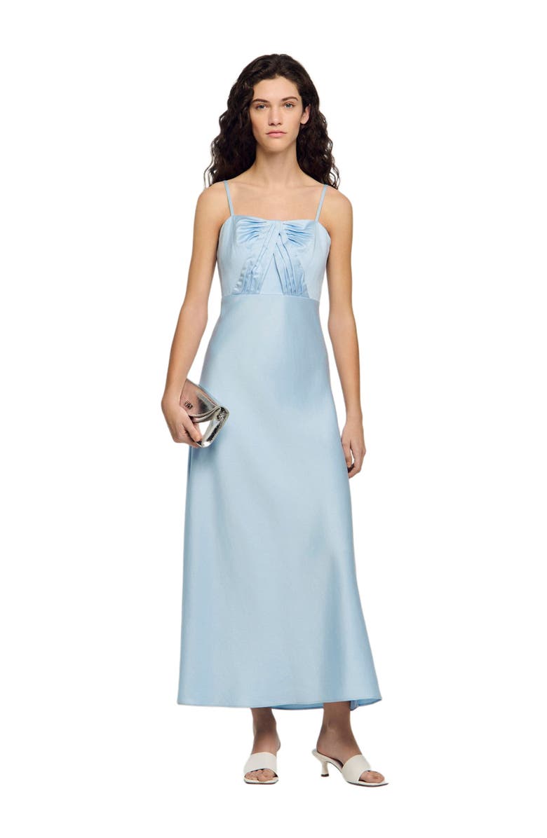 SANDRO Satin-effect maxi dress, Alternate, color, Blue Sky