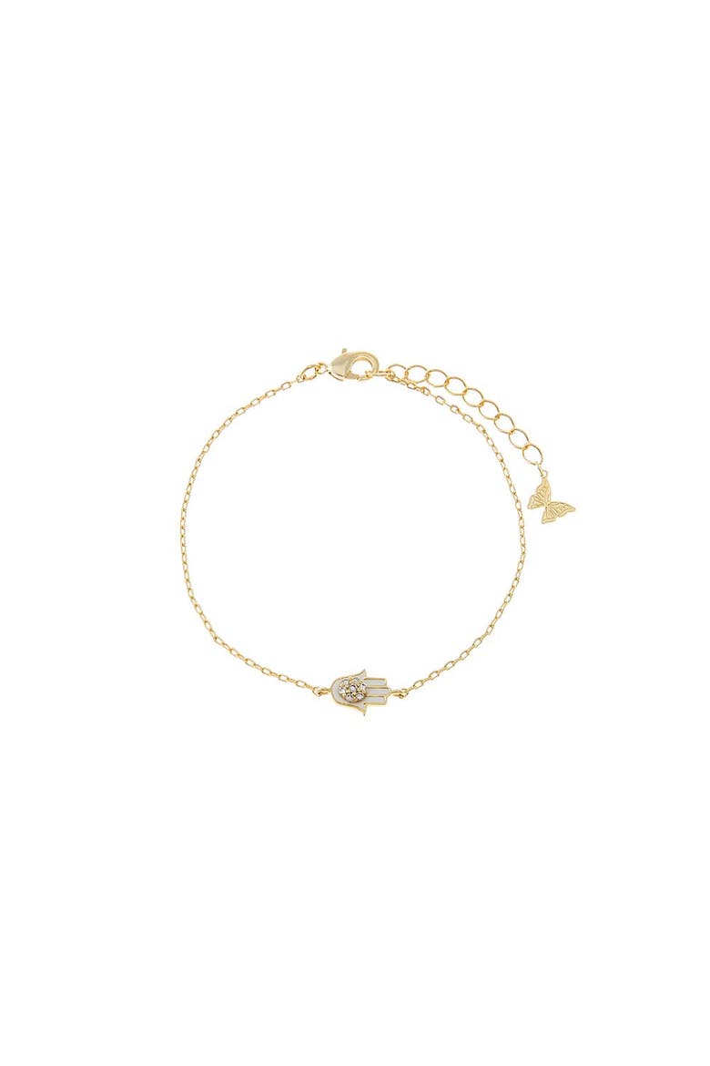 Mini Pave Hamsa Charm Bracelet, Main, color, Gold