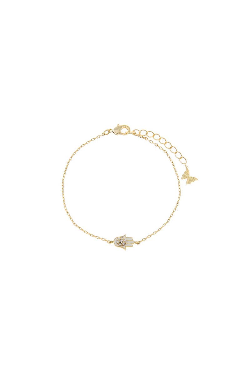 BY ADINA EDEN Mini Pave Hamsa Charm Bracelet, Main, color, Gold