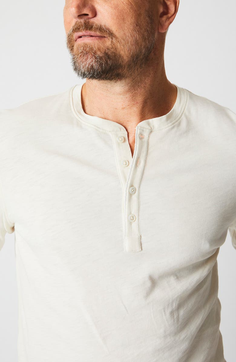 Billy Reid Long Sleeve Organic Pima Cotton Henley, Alternate, color, Tinted White