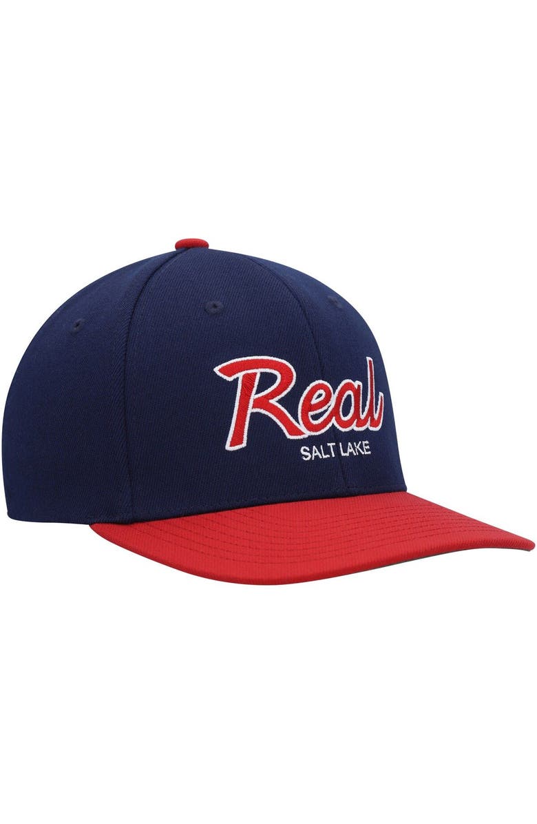 Mitchell & Ness Men's Mitchell & Ness Navy Real Salt Lake Team Script 2.0 Stretch Snapback Hat, Alternate, color, 