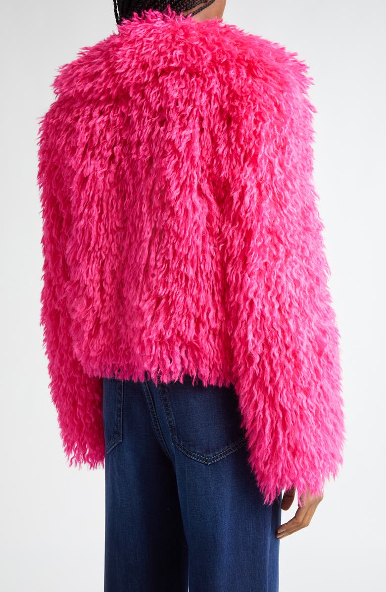 L'AGENCE Davy Crop Faux Fur Jacket, Alternate, color, Hot Pink