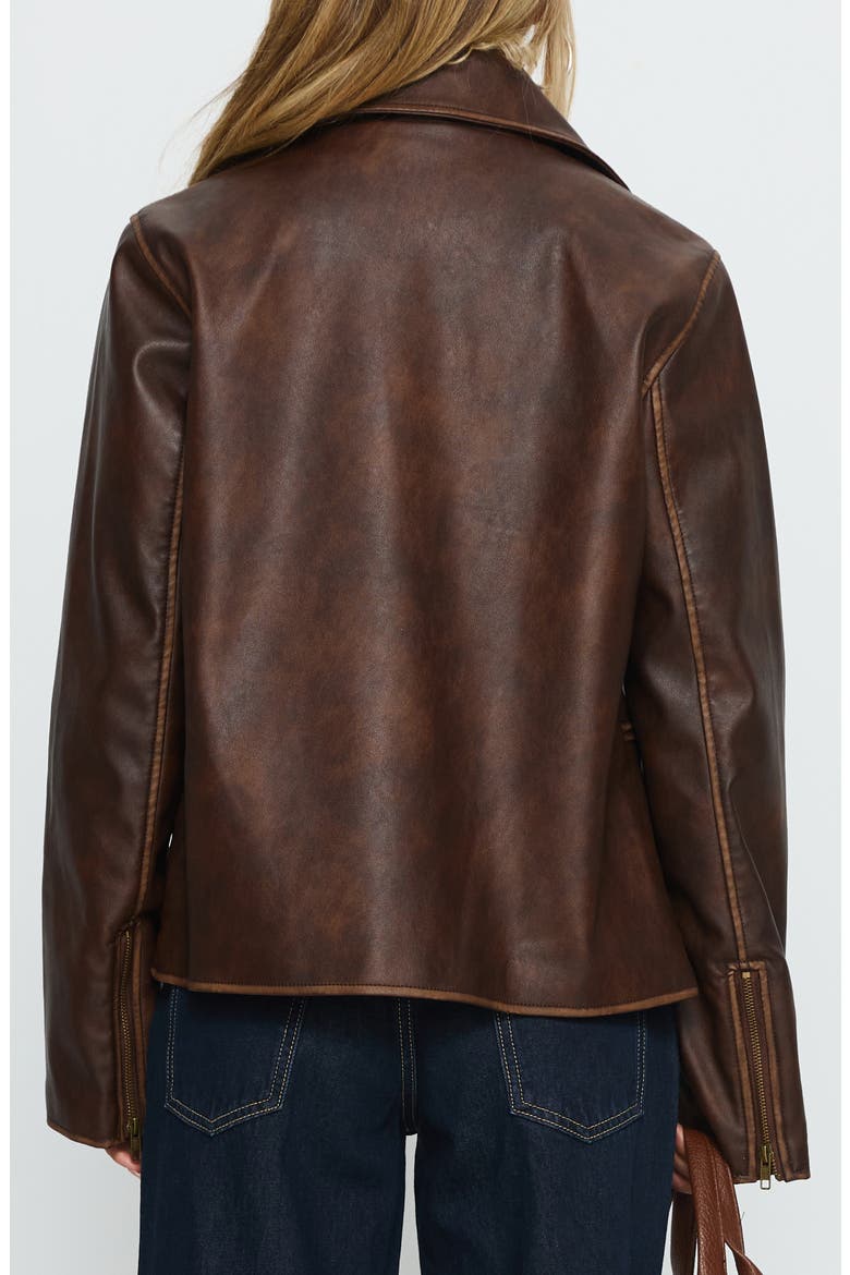 Vyolette Faux Leather Jacket, Alternate, color, WASHED BROWN