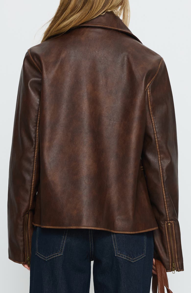 Princess Polly Vyolette Faux Leather Jacket, Alternate, color, Washed Brown