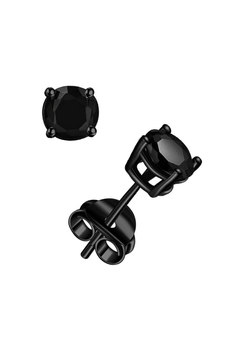 Sterling Silver Black Rhodium Plated Tiny Studs, Main, color, Black