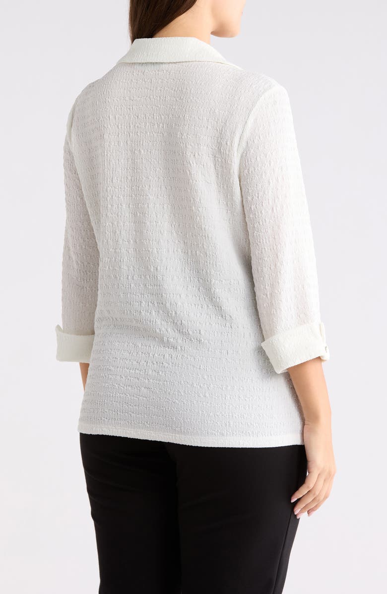 KASPER Ridge Knit Button-Up Shirt, Alternate, color, Vanilla Ice