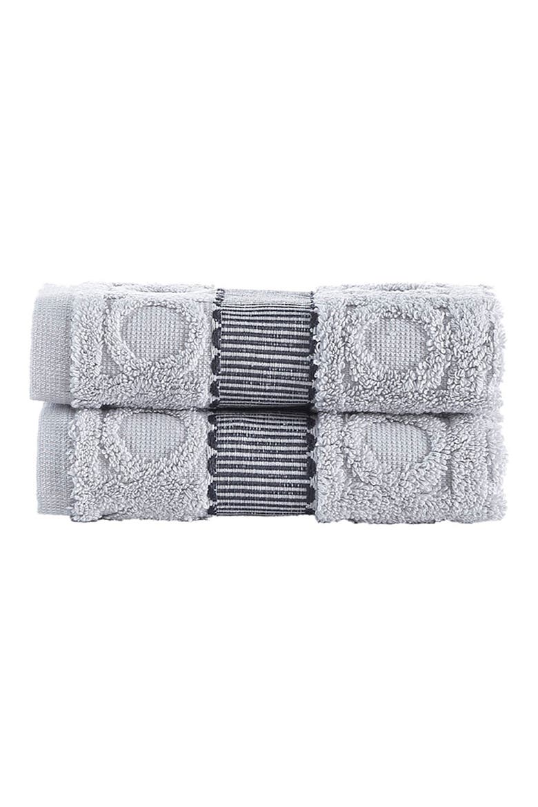 Circle In Square 4-Pack Turkish Cotton Washcloths, Main, color, SILVER