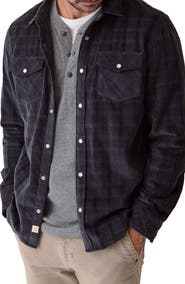 Marine Layer The Clark Check Cotton Corduroy Snap-Up Western Shirt