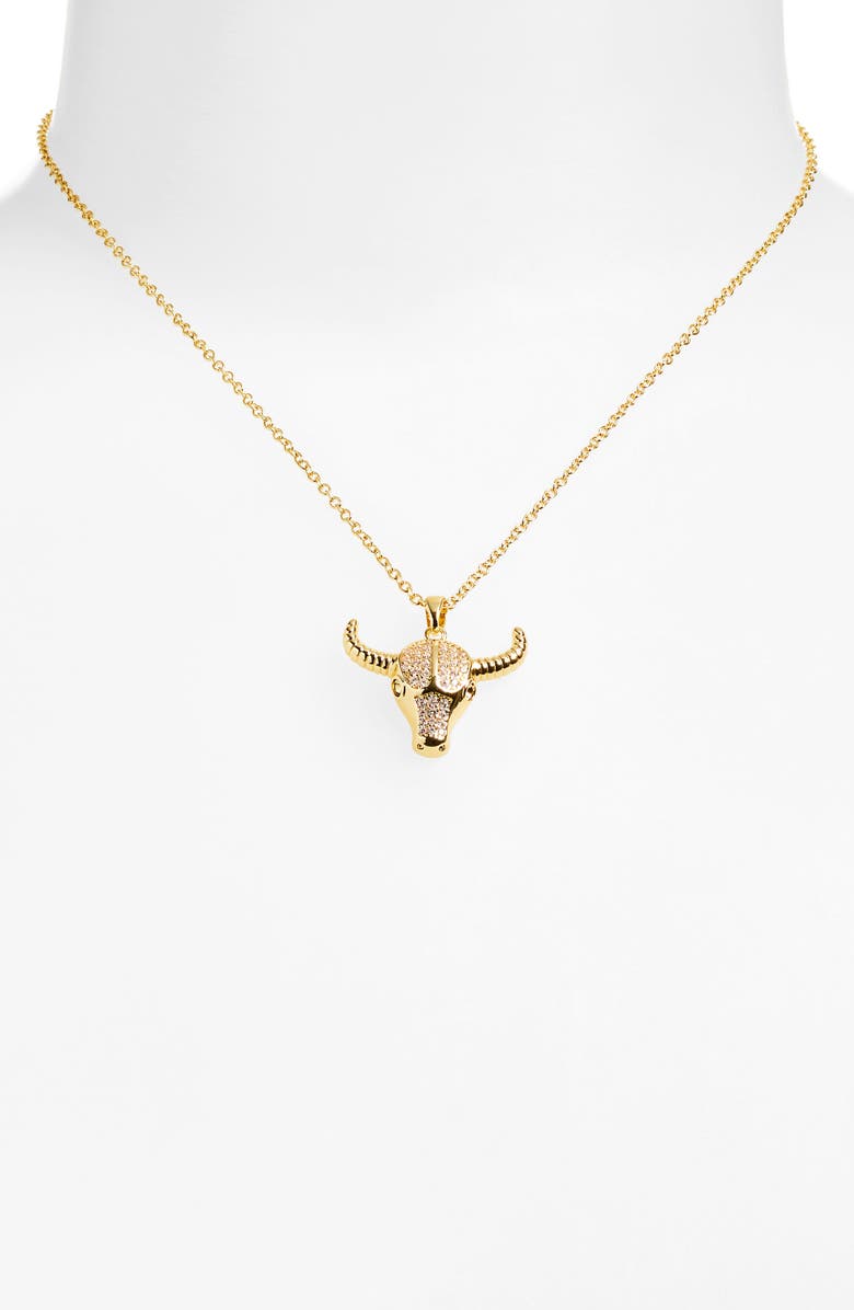 Leith CZ Longhorn Pendant Necklace, Alternate, color, Clear- Gold