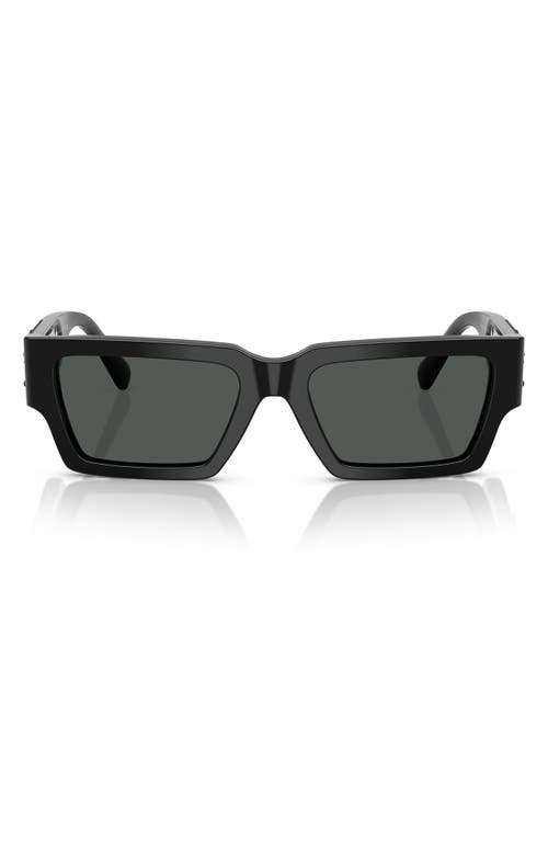 Versace 54mm Rectangular Sunglasses In Black/black