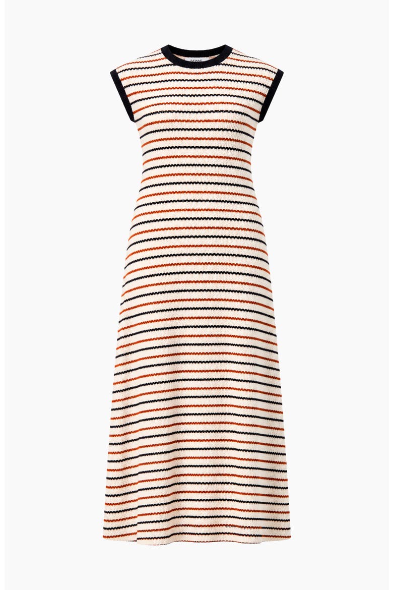 Fit-and-Flare Striped Knit Dress, Alternate, color, Ivory