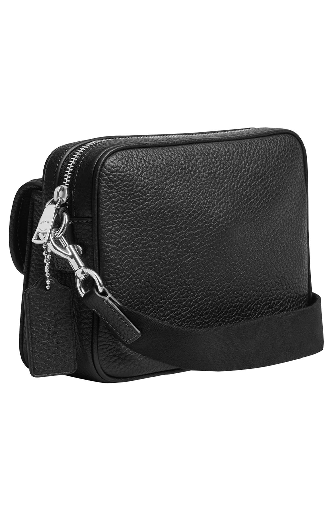 COACH Knox Pebbled Leather Camera Bag, Alternate, color, Black