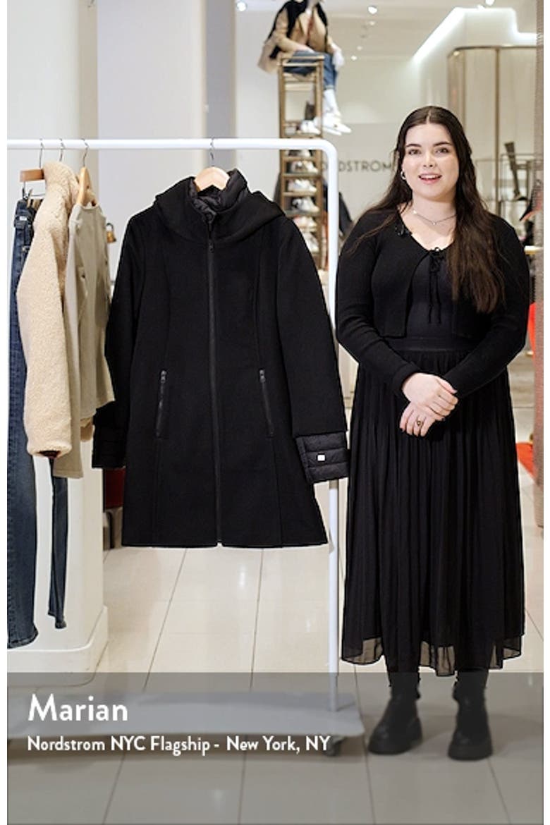 Mixed Media Wool Blend Coat with Quilted Bib Insert video