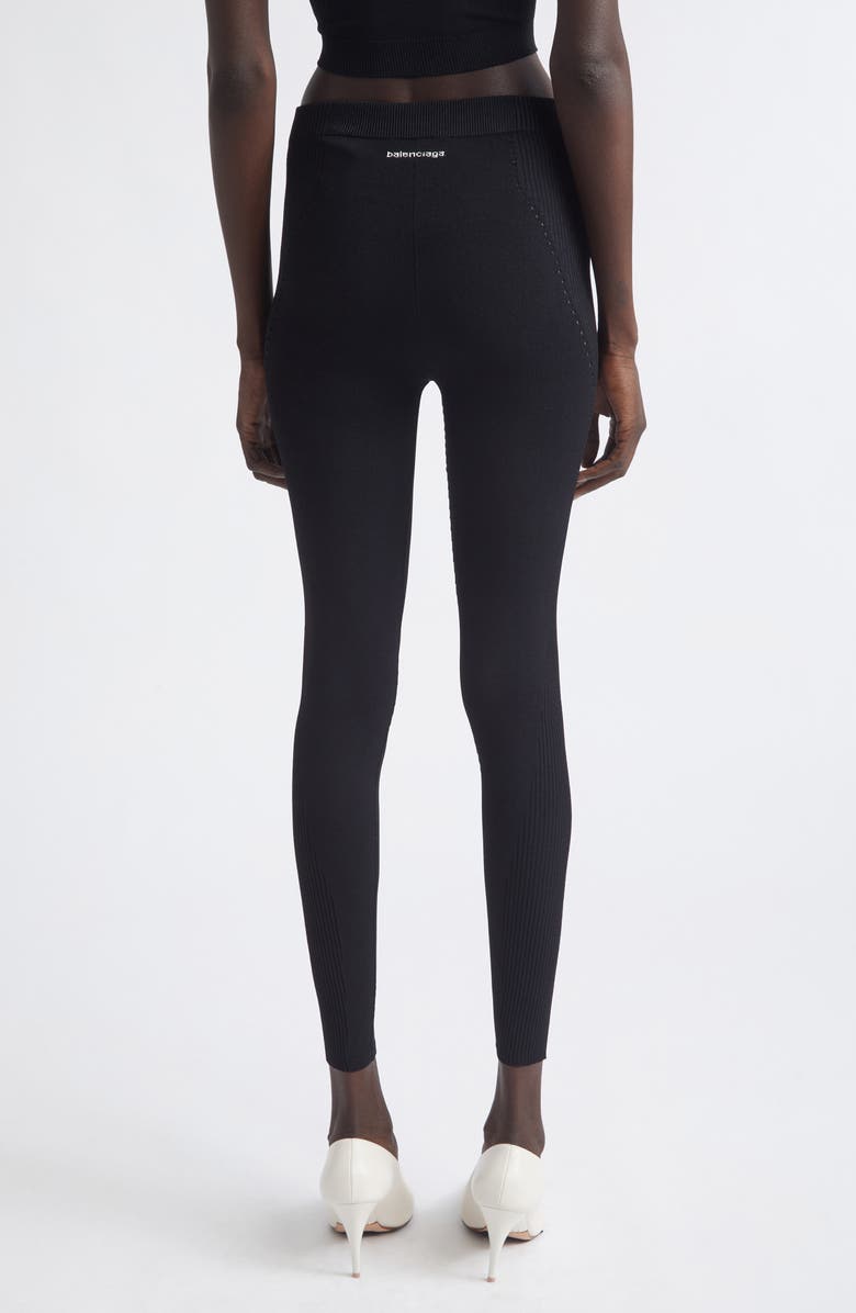 Balenciaga Sporty Athletic Sweater Knit Leggings, Alternate, color, 1000 Black