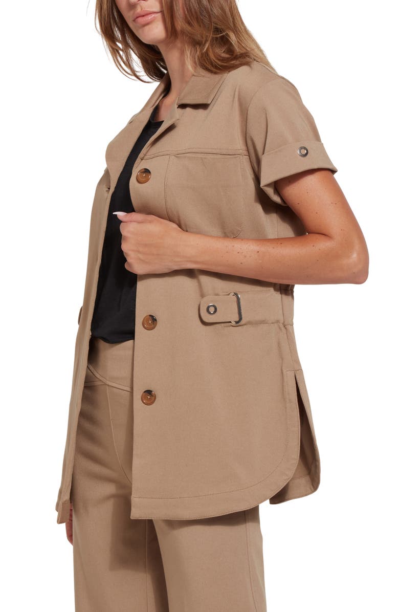 Lysse Valley Waist Cinch Short Sleeve Jacket, Alternate, color, Pecan