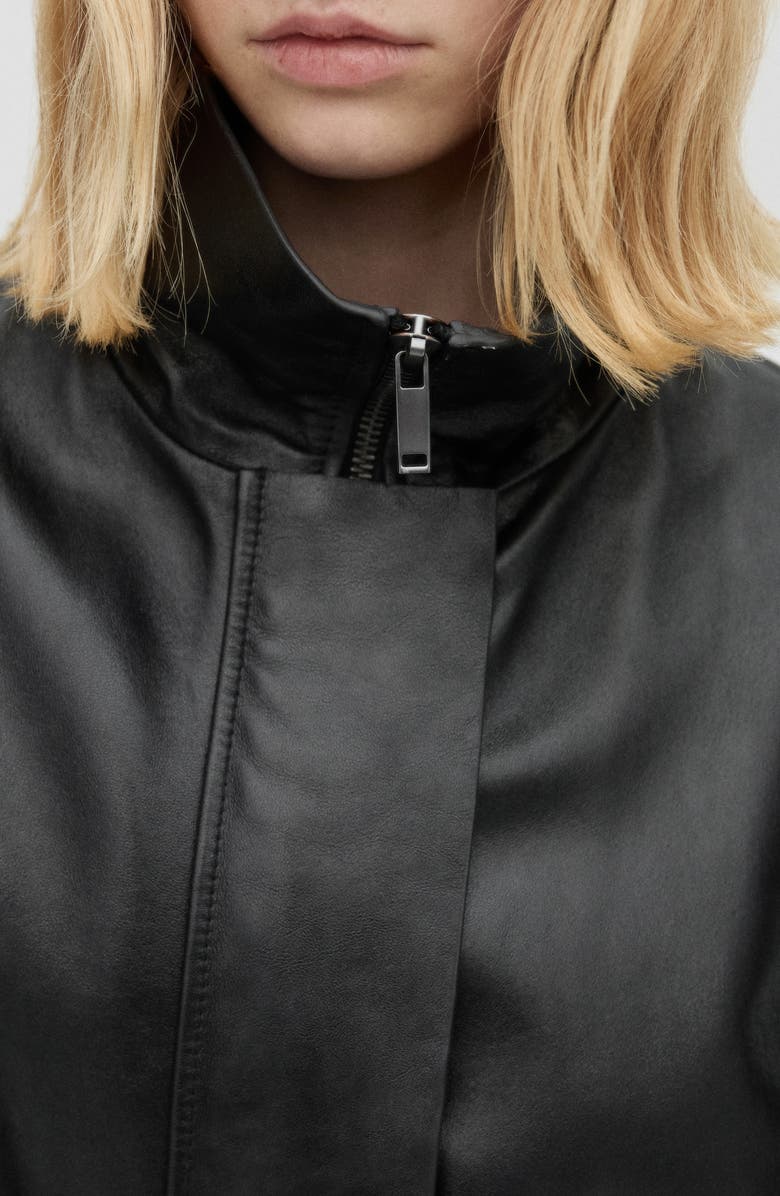 MANGO Oversize Faux Leather Jacket, Alternate, color, Black