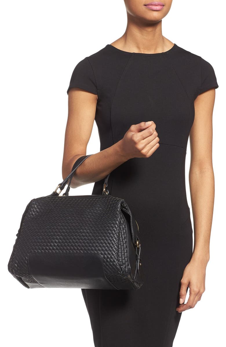 Sole Society 'Paxley' Woven Faux Leather Satchel, Alternate, color,