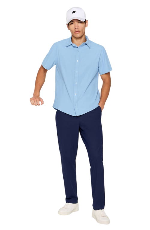 Fabletics The Don Short Sleeve Button Up In Blue