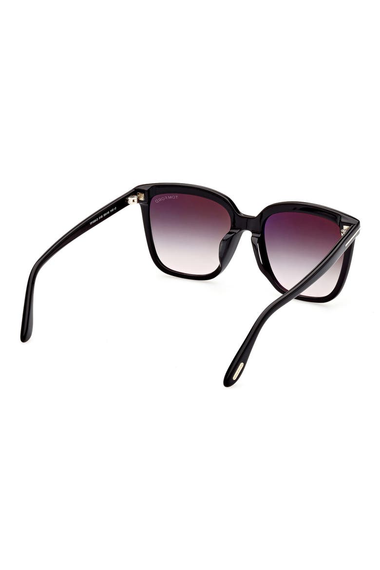 55mm Butterfly Sunglasses, Alternate, color, SHINY BLACK / GRADIENT SMOKE