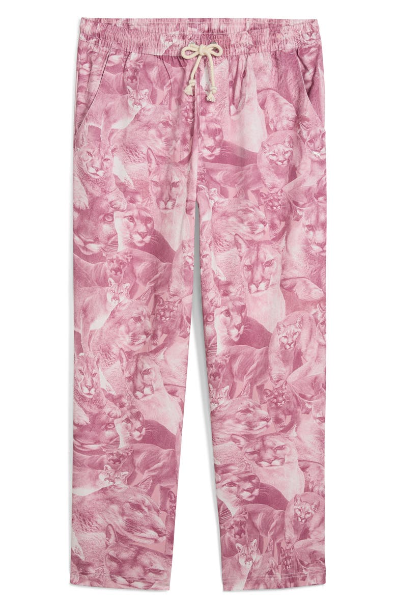 PUMA Special Items Allover Cat Print Drawstring Pants, Alternate, color, Poised Pink