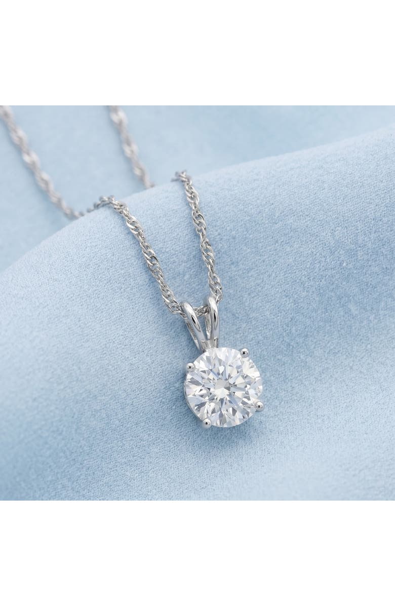 Bliss Diamond Certified 1Ct Round Diamond Solitaire Pendant Gold Necklace Lab Grown, Alternate, color, 14K White Gold