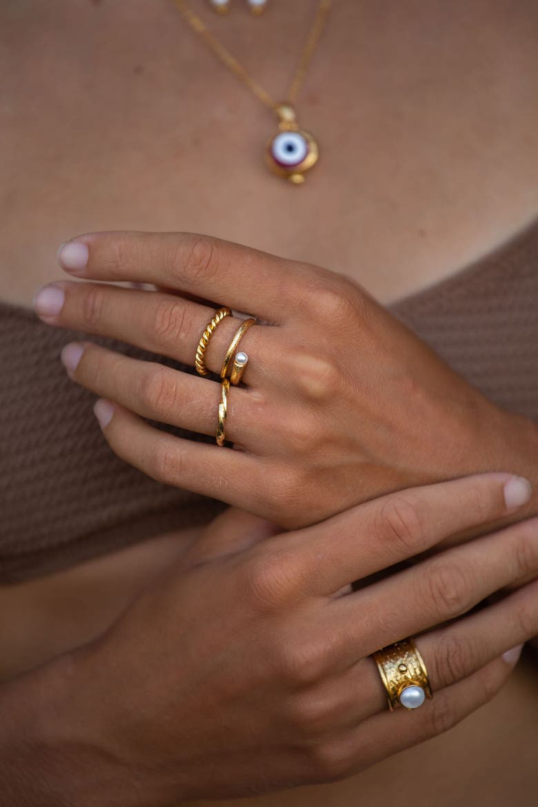 Avalon Pearl Stacking Ring, Alternate, color, Gold