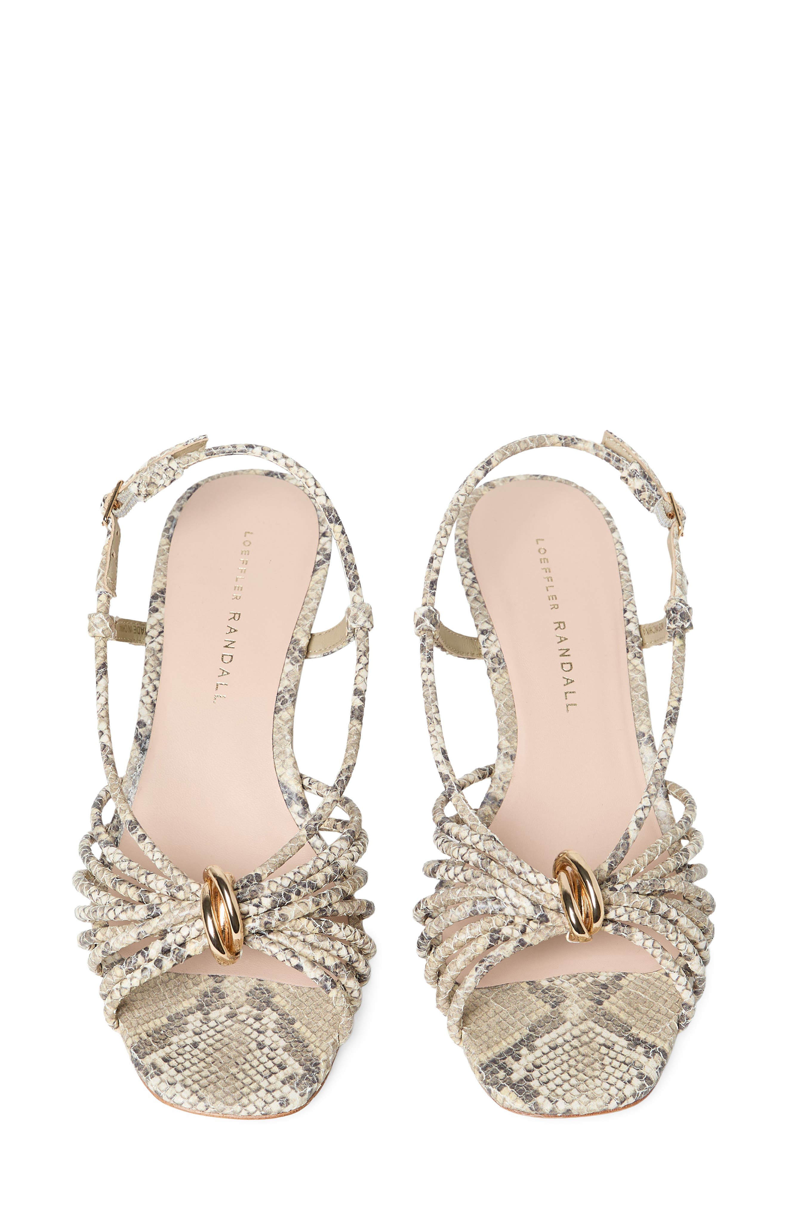 Loeffler Randall Minna Strappy Faux Leather Sandal, Alternate, color, Natural Snake