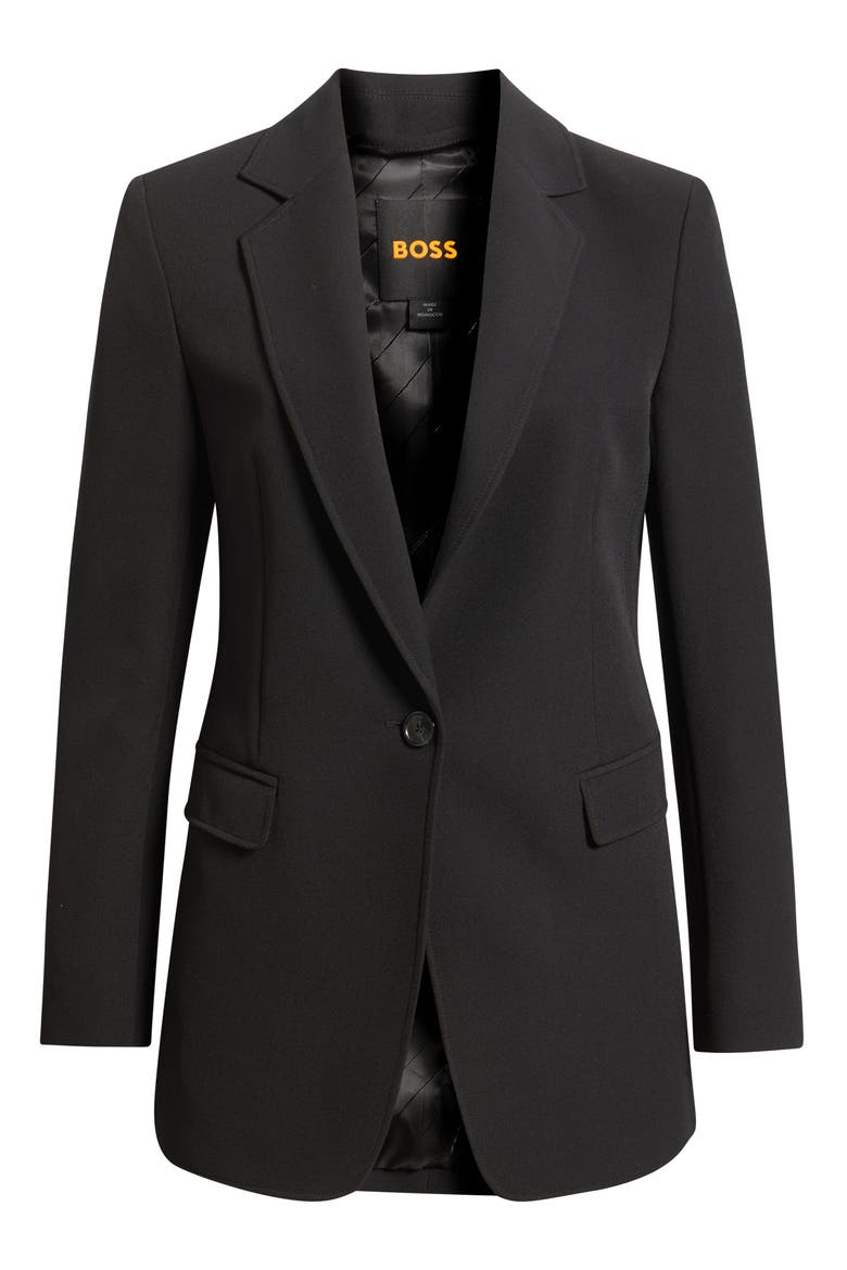 Jabla One-Button Crepe Blazer, Alternate, color, BLACK