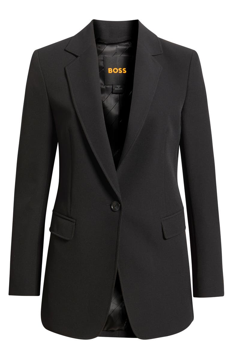 BOSS Orange Jabla One-Button Crepe Blazer, Main, color, Black