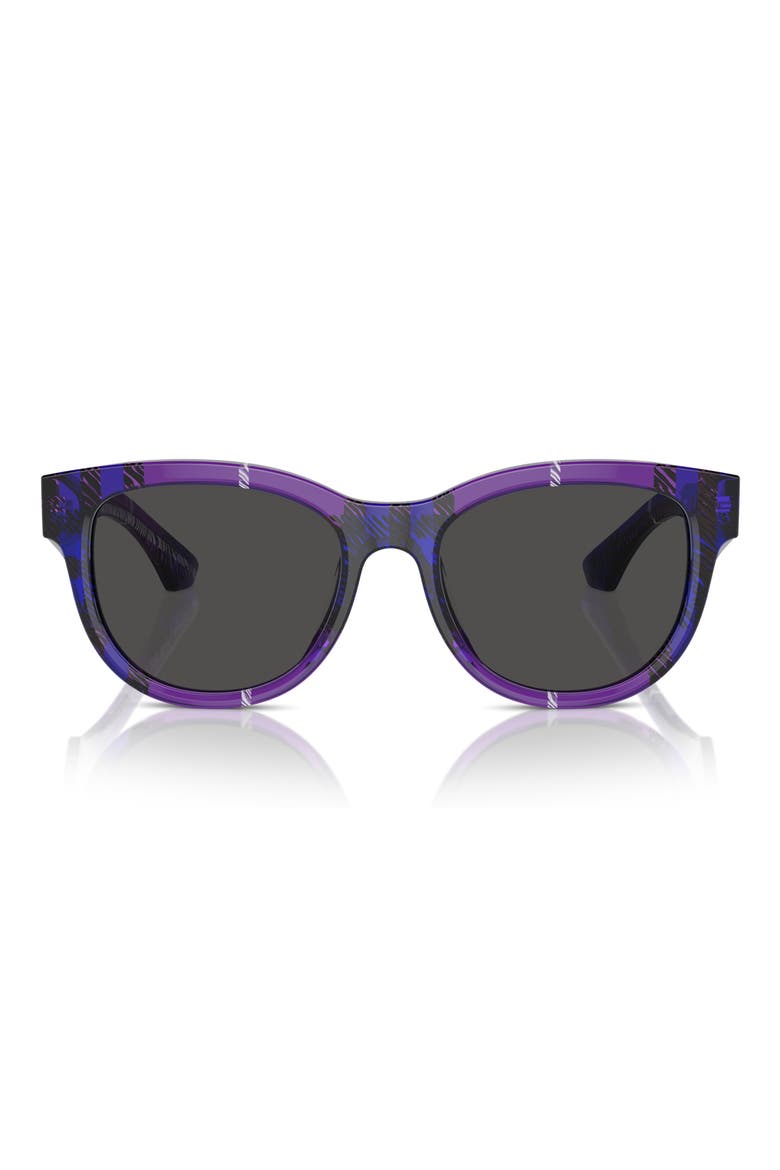 54mm Round Sunglasses, Main, color, GRAPE PLAID