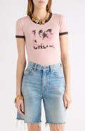 Chloé I Love Chloe Cotton Ringer Graphic T-Shirt