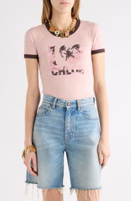Chloé I Love Chloe Cotton Ringer Graphic T-Shirt
