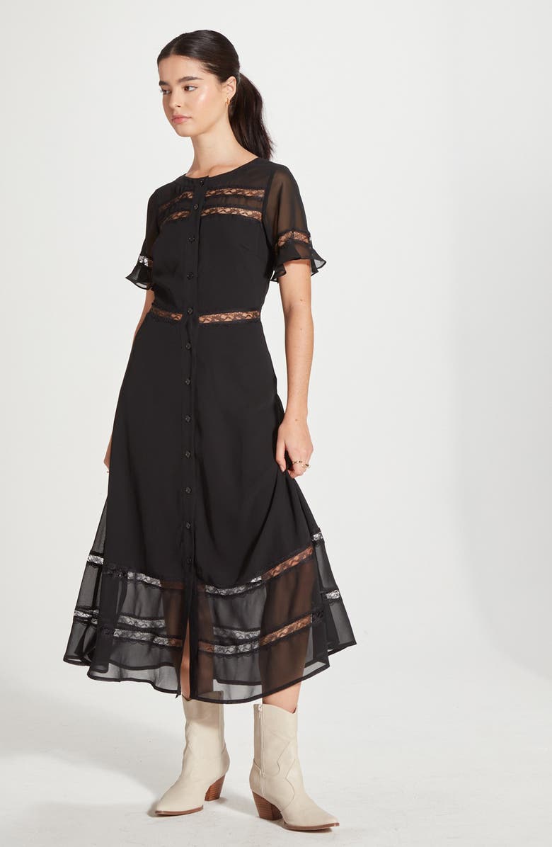 WISHLIST Lace Inset Midi Dress, Alternate, color, 