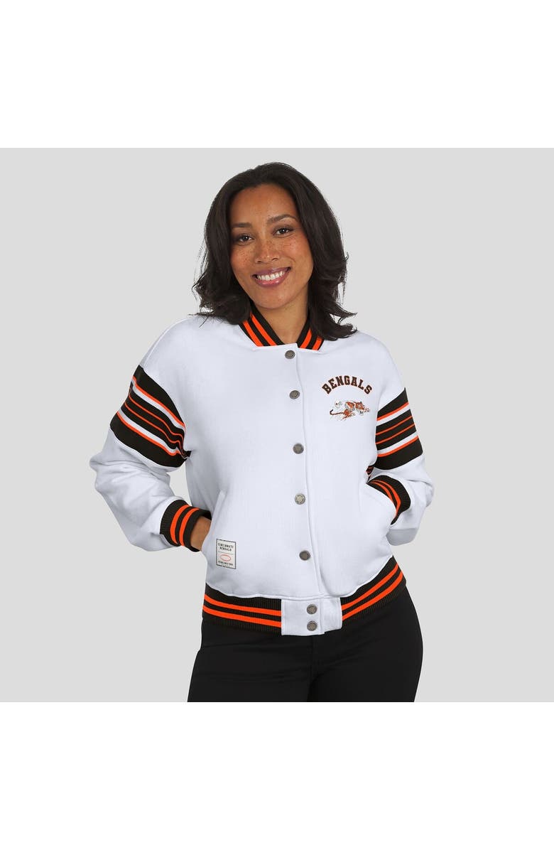 WEAR by Erin Andrews Women's WEAR by Erin Andrews White Cincinnati Bengals Full-Snap Fleece Sweatshirt Jacket, Alternate, color, White