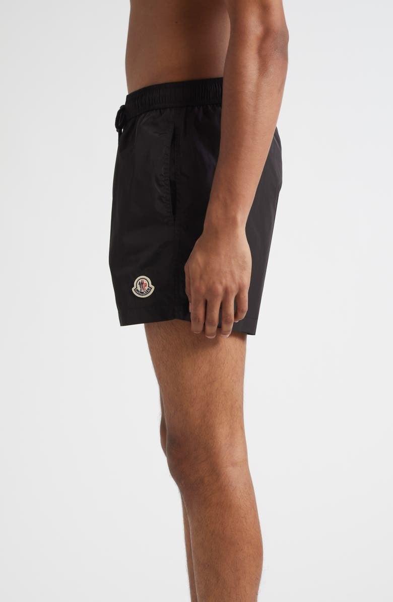 Moncler Logo Patch Swim Trunks, Alternate, color, Black