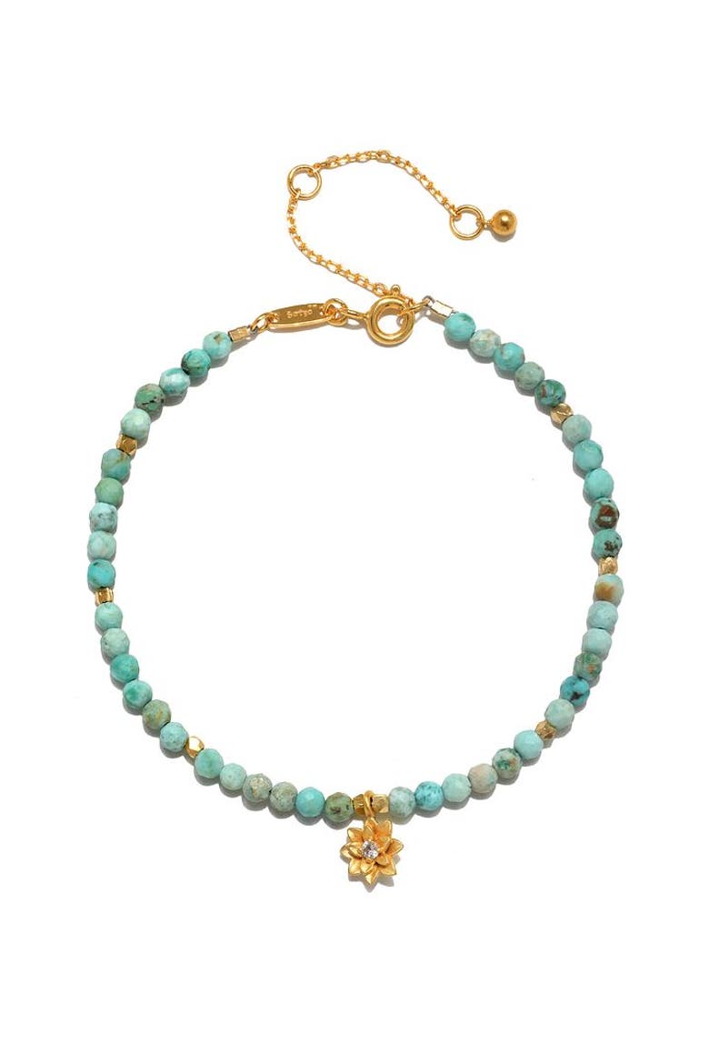 Turquoise Lotus December Birthstone Bracelet, Main, color, Blue