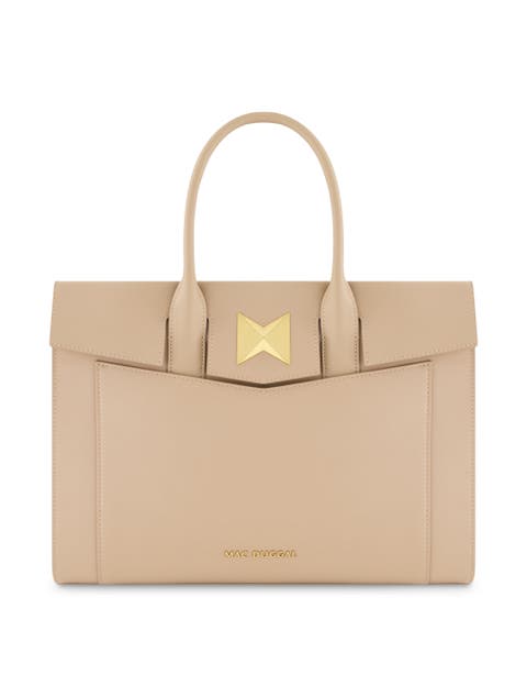 Gold Plated Hardware Large Leather Briefcase Bag