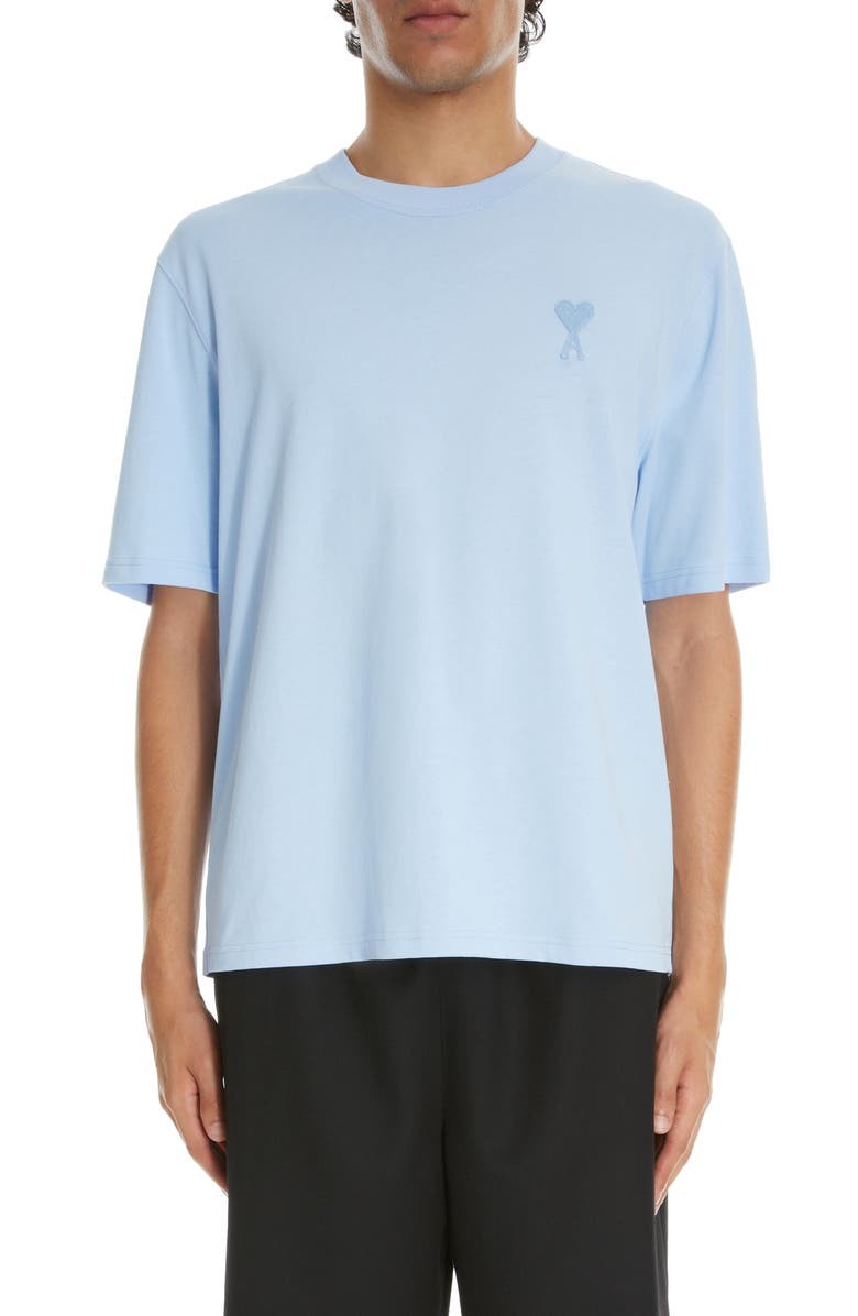 AMI PARIS Ami de Coeur Logo Embroidered Organic Cotton T-Shirt, Main, color,