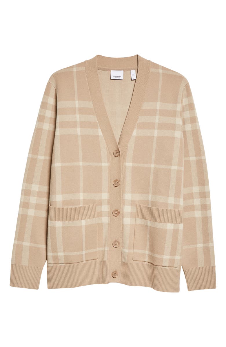 Burberry Willah Check Wool & Cashmere Cardigan, Alternate, color, 