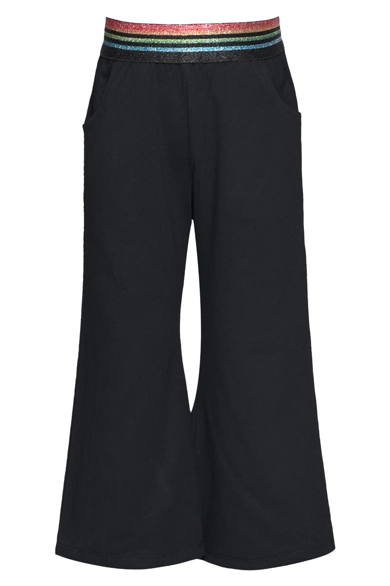 Kids' Glitter Accent Flare Leg Pants, Main, color, BLACK