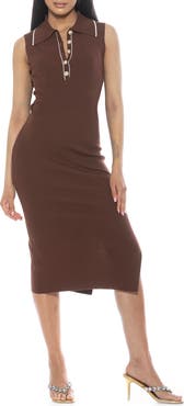 Alexia Admor Myah Imitation Pearl Button Knit Midi Dress