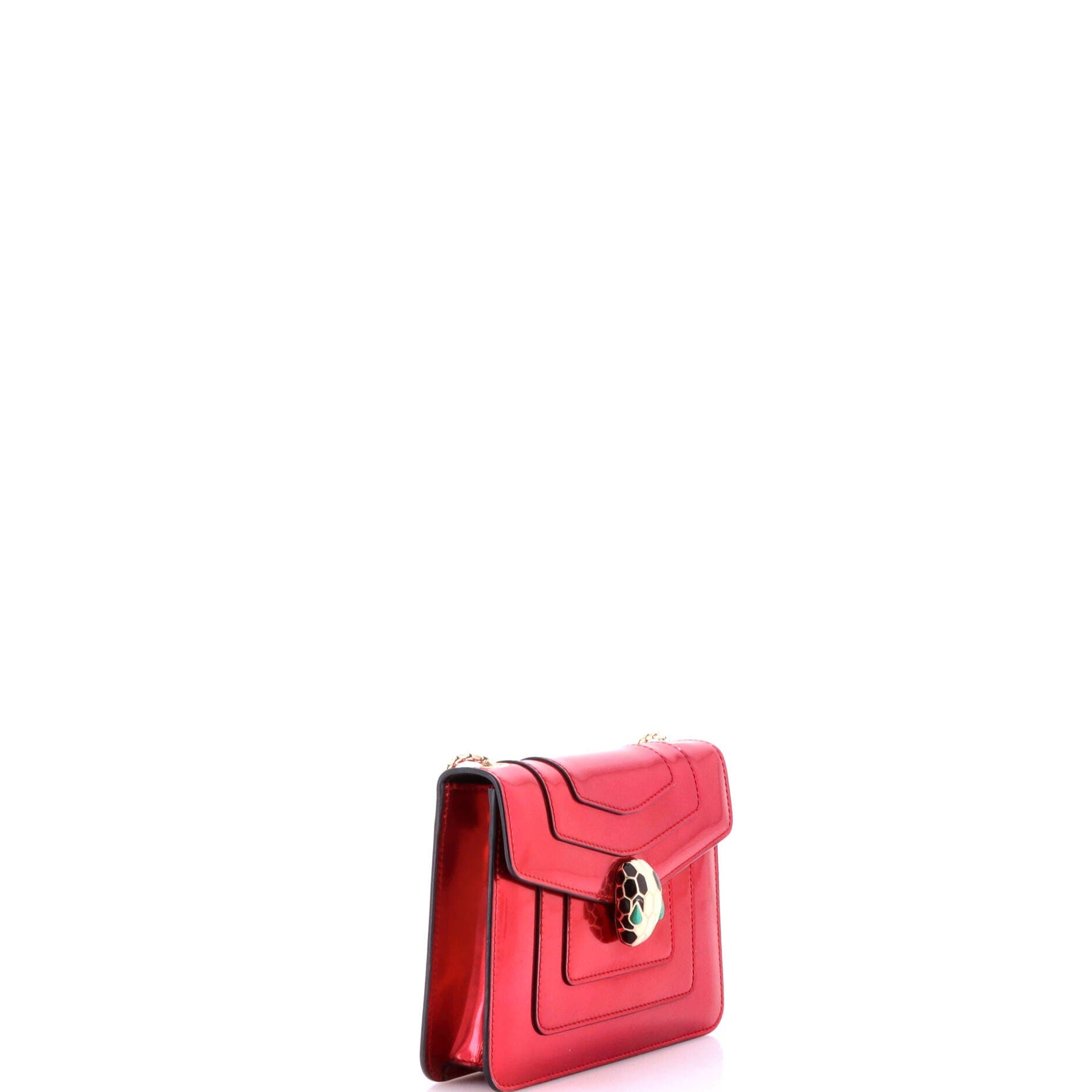 Serpenti Forever Square Shoulder Bag Metallic Leather Small, Alternate, color, Red