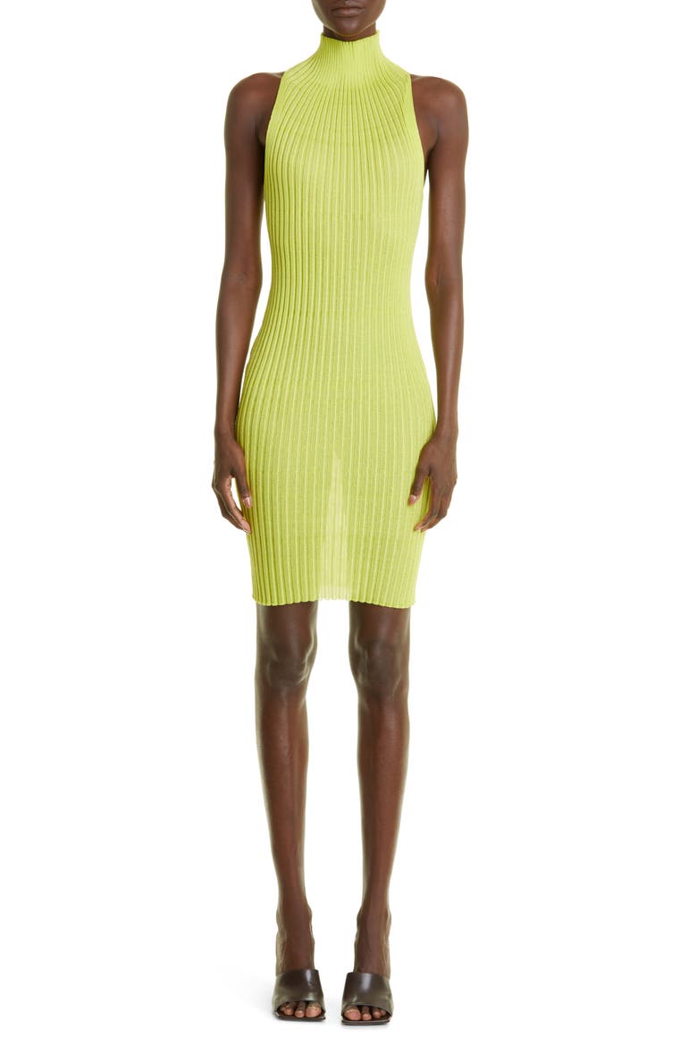 Emma Ribbed Cotton Blend Body-Con Dress, Main, color, LIME