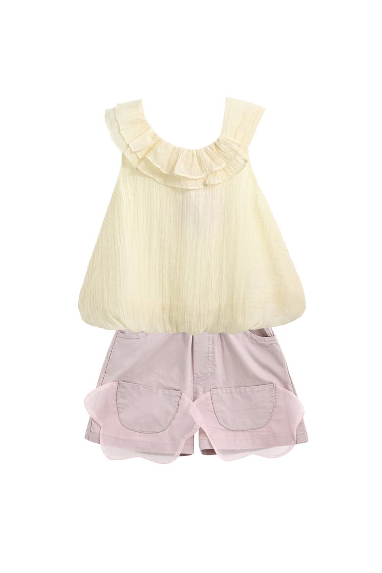 Yellow Mauve Ruffle Outfit Set, Alternate, color, Yellow