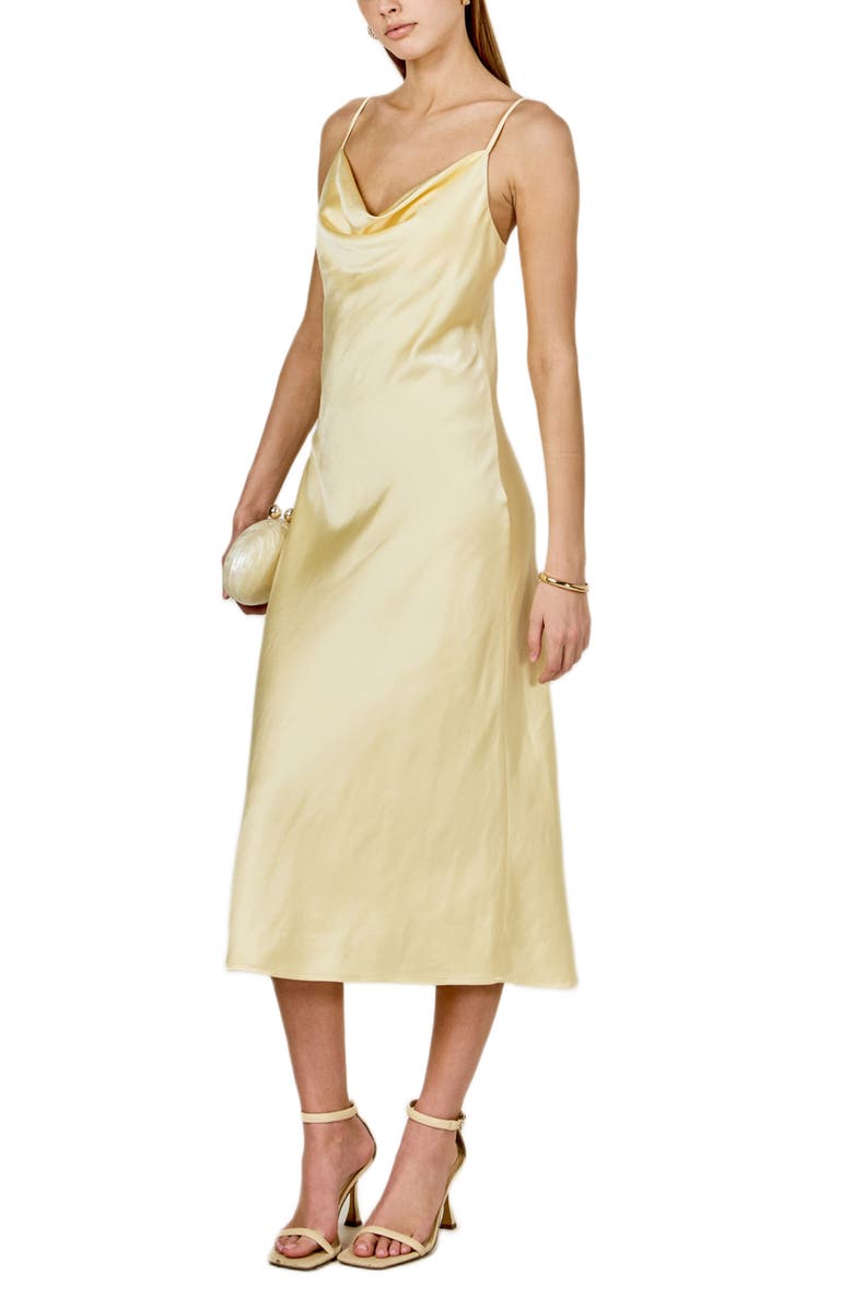 Endless Rose Satin Midi Dress, Alternate, color, Lemon